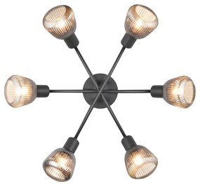Czarna lampa sufitowa ze szklanym kloszem Tarifa – Trio