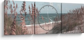 Obraz - Różowa plaża (z zegarem) (90x30 cm)