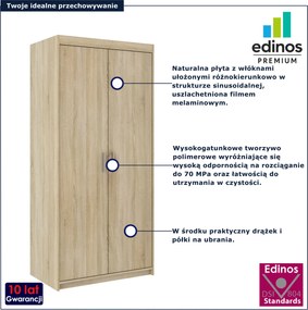 Klasyczna szafa dwudrzwiowa dąb sonoma S2-T25