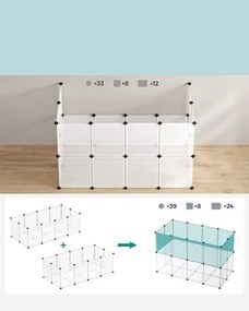 SongmicsHome Ogrodzenie dla małych zwierząt z przezroczystego plastiku BEN, 143x71x47cm, przezroczysta