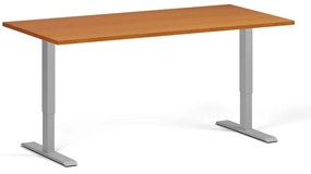 Biurko z regulacją wysokości, 160x80 cm, 1 silnik, szara podstawa, czereśnia