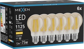 Mexen Vintis 6x żarówka filament LED E27, A60, 12W, Ciepła - 2700K, 1125 lm, amber - L150-E27-1227-50x06