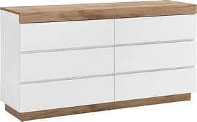 Komoda 6 szuflad - Biały i naturalny - RENIRI
