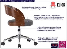 Szary minimalistyczny fotel biurowy retro - Keltis 5X
