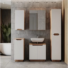 Zestaw mebli łazienkowych dąb/białe paski 59.8x32x62.1 lotta