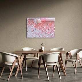 Obraz na szkle - Nadmorska atmosfera w różowych odcieniach (70x50 cm)