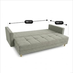 Sofa z Funkcją Spania LONAR Szara Boucle Japandi