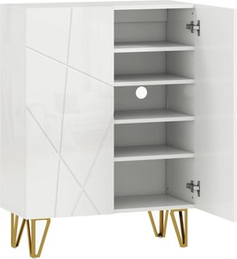 HOMCOM Szafka na buty z 2 drzwiami, regał na buty, przechowywanie obuwia z 3 regulowanymi półkami 72 x 31,5 x 95 cm, Biały