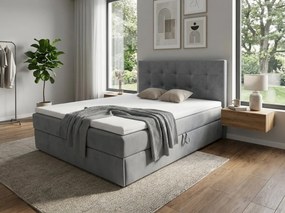 Tapicerowane łóżko boxspring DIRELIS TRINITY 160x200 cm szare Materac: Materac sprężynowy Bonell