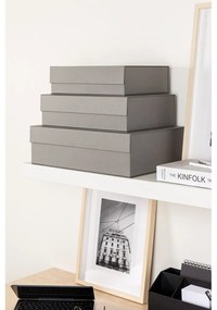 Szare kartonowe pojemniki dekoracyjne z pokrywką zestaw 3 szt. 42,5x29,5x13 cm Kian Paper Laminate – Bigso