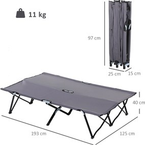 Outsunny Łóżko Kempingowe dla 2 Osób, 193D x 125S x 40W cm, Szare