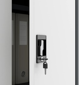 Biurowa szafa metalowa na akta KEVIN, 900 x 1400 x 400 mm, antracytowo-biała