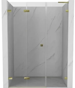 Mexen Lunar-F L drzwi prysznicowe składane lewe 125 cm, transparent, złote - 836SL-125-050-50-00-L
