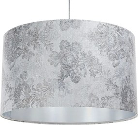 Srebrna lampa wisząca z nadrukiem na kloszu - S393 T7-F60