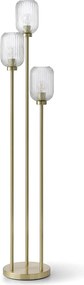 Lampa stojąca z metalu i szkła żebrowanego - 3 klosze - śr. 30 x wys. 161 cm - złota - LOUXOR
