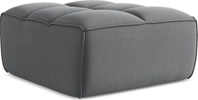 Pufa - z tkaniny welwetowej - stalowy - KALAI