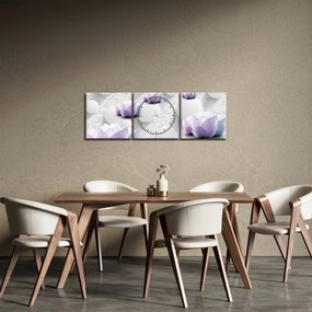 Obraz z kwiatami (z zegarem) (90x30 cm)