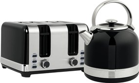 HOMCOM Zestaw czajnika i tostera, 7 poziomów opiekania, 1,7 L, plastik, stal nierdzewna, czarny