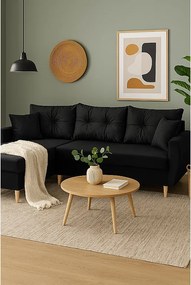 Narożnik z funkcją spania lewostronny  ROMEO L, tkanina Riviera 100 czarna, 234x156x74 cm