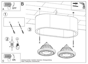 Szara lampa punktowa 27x14 cm Spattio – Nice Lamps