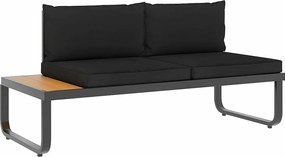 Zestaw wypoczynkowy narożny ogrodowy z aluminium i WPC z poduszkami - Ciemnoszary i brązowy