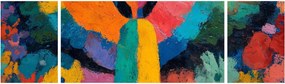 Obraz - Abstrakcyjny anioł z kwiatami (170x50 cm)