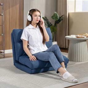 HOMCOM Sofa podłogowa, fotel przekształcany w łóżko, regulowany 90° do 180°, tkanina - 70 x 72 x 56 cm - ciemnoniebieski | Aosom PL