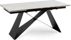 Stół Rozkładany Prostokątny VICTOR 160-240 cm Ceramiczny Biały Marmur/Czarny do Jadalni Loft
