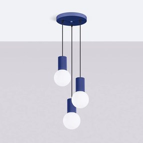 Ciemnoniebieska lampa wisząca ze szklanym kloszem ø 25 cm Orbital – Nice Lamps
