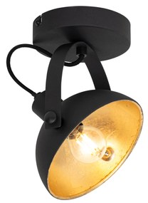 Industrialna lampa sufitowa czarna ze złotem 15 cm regulowana - MagnaxPrzemysłowy Oswietlenie wewnetrzne