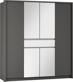Szafa Przesuwna RUMBLE 200 cm z Lustrem Szafa Trzydrzwiowa Grafit
