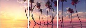 Obraz palm wznoszących się nad powierzchnią (z zegarem) (90x30 cm)