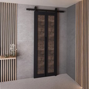 Drzwi Przesuwne QUDIO M1 Czarny + Jesion Ciemny 60