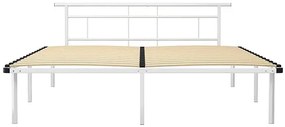 Białe metalowe łóżko małżeńskie 200x200 cm - Nikel