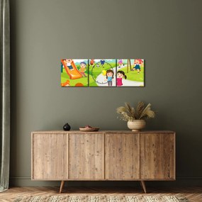 Obraz dziecięcych zabaw w piaskownicy (z zegarem) (90x30 cm)