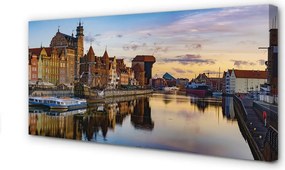 Obraz na płótnie Gdański Port o Wschodzie Słońca