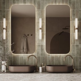 Lustro prostokątne bez ramy oszlifowane obracalne z podświetleniem LED ROUND | Różne rozmiary | Różne kolory szkła : Kolor tafli szkła - Brąz, Rozmiar - 60 x 120 cm