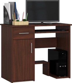 Biurko komputerowe AKORD JAY Wenge 90 cm 1 drzwi 1 szuflada kolor Wenge mat 3 półki 90x50x74 cm