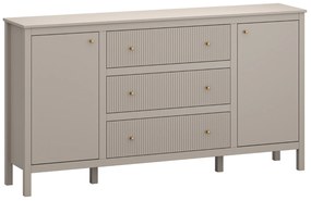Komoda Dwudrzwiowa z Szufladami SELVIO 183 cm Taupe Ryflowana Nowoczesna