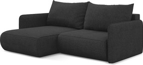 Narożnik lewostronny z funkcją spania - z tkaniny szenilowej - antracyt - NANEA