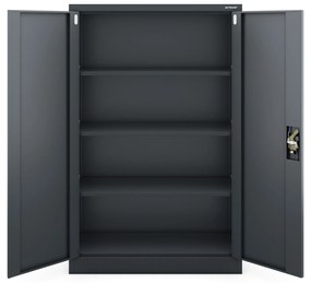 Biurowa szafa metalowa na akta KEVIN, 900 x 1400 x 400 mm, antracyt
