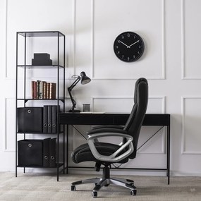 Fotel Biurowy Gabinetowy Obrotowy BRAVO Czarny Ekoskóra Nowoczesny