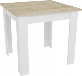 PROMOCJA Biały stół jadalniany z blatem w dekorze dąb sonoma MADO 80x80 II. gatunek