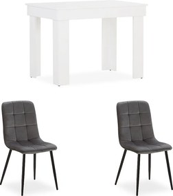 Stół jadalniany i krzesła 90x60 cm biały i szary