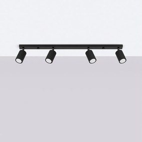 Lampa sufitowa minimalistyczny Gloow, aluminium - 4 źródło światła 4000K - L.81 x H.16.5 cm - czarny