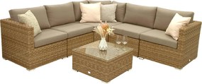 Zestaw rattanowy MALIBU dla 5 osób (beżowo-brązowy)