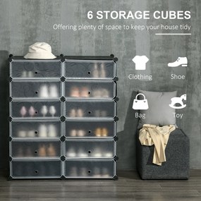 HOMCOM Regał na buty, 12 skrzynek na 24 pary butów, Plastik, Czarny+Biały