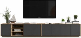 Komplet wiszących szafek rtv dąb wotan + grafit H5-D56