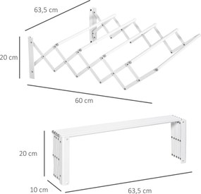 Suszarka ścienna HOMCOM wieszak ścienny wysuwana suszarka do ubrań metalowa