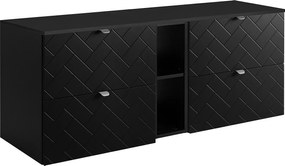 Meble łazienkowe, Czarny Mat, 140 x 57 x 46 cm, uchwyty srebrne